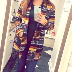 Multicolor coat with elbow patch